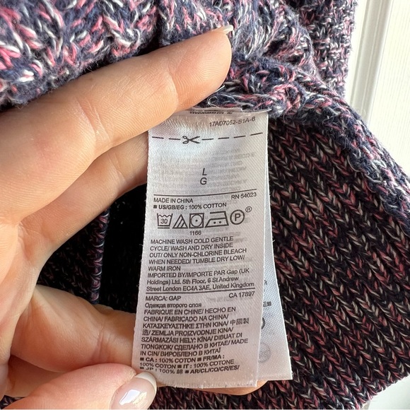 GAP Marled Cable Knit Sweater Purple Blue Cotton Lagenlook Office Teacher Preppy - Picture 5 of 6